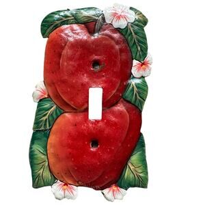 Vintage Red Apples metal decorative light switch cover Hand Painted Cottage Core